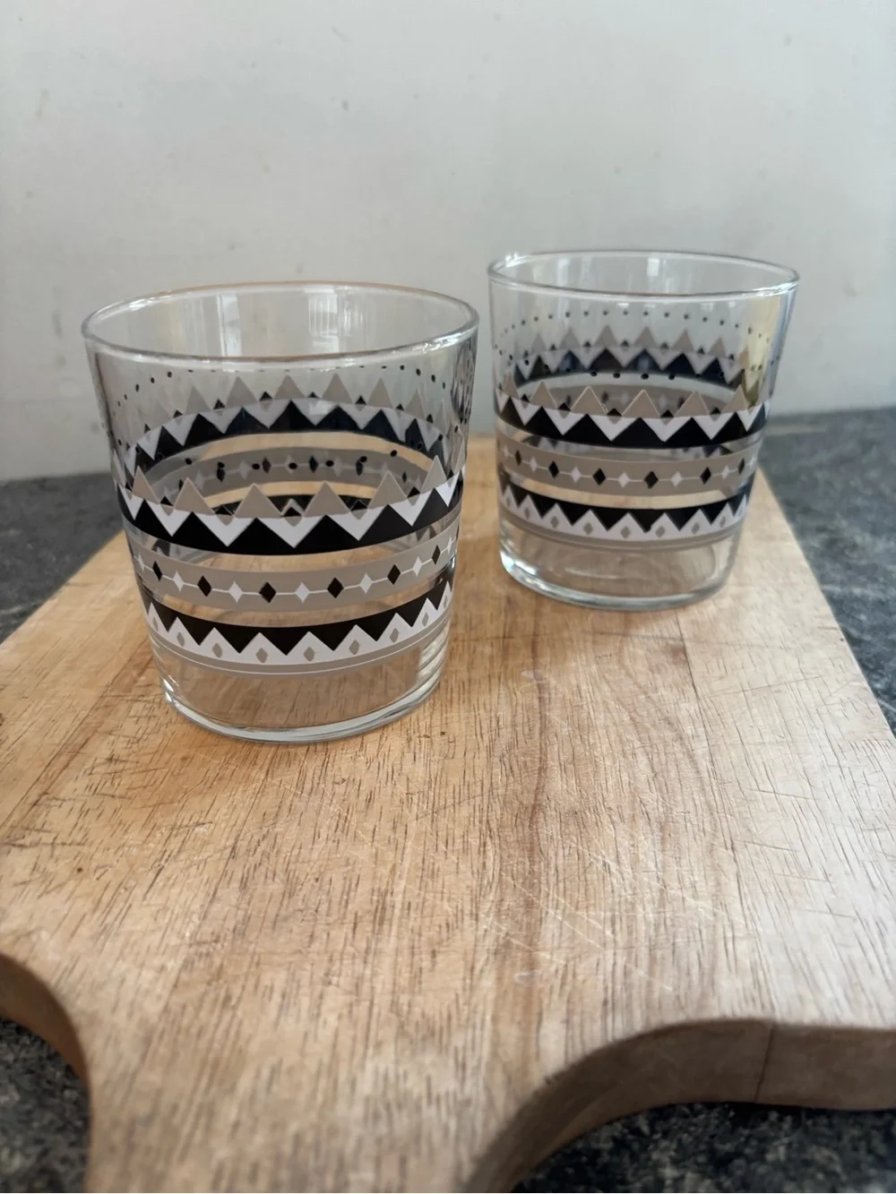 Black Patterned Glass Tumbler - Set of 2